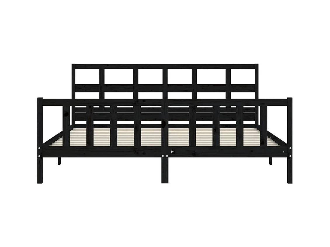 Cadre de lit avec tête de lit noir 200x200 cm bois massif