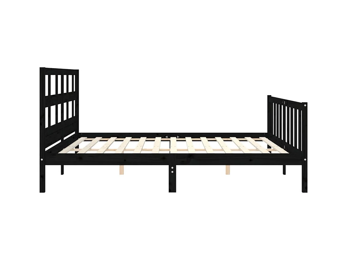 Cadre de lit avec tête de lit noir 200x200 cm bois massif