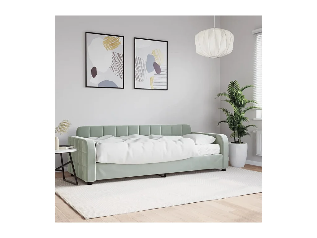 Slaapbank met matras 80x200 cm fluweel lichtgrijs