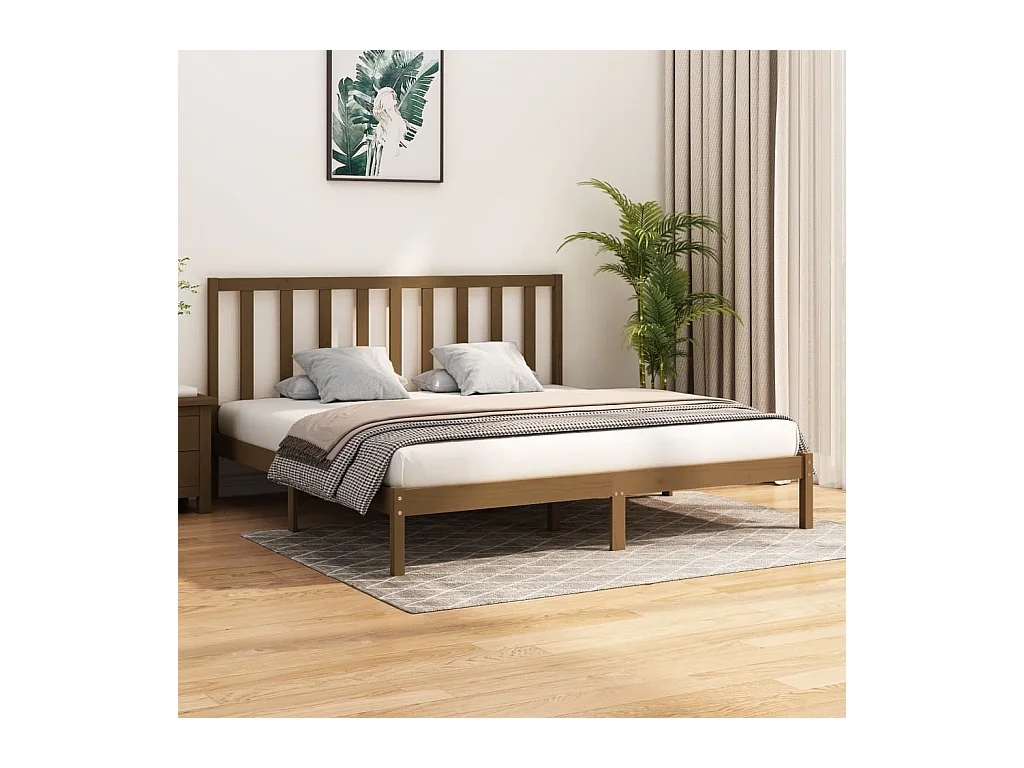 Bedframe massief grenenhout honingbruin 200x200 cm
