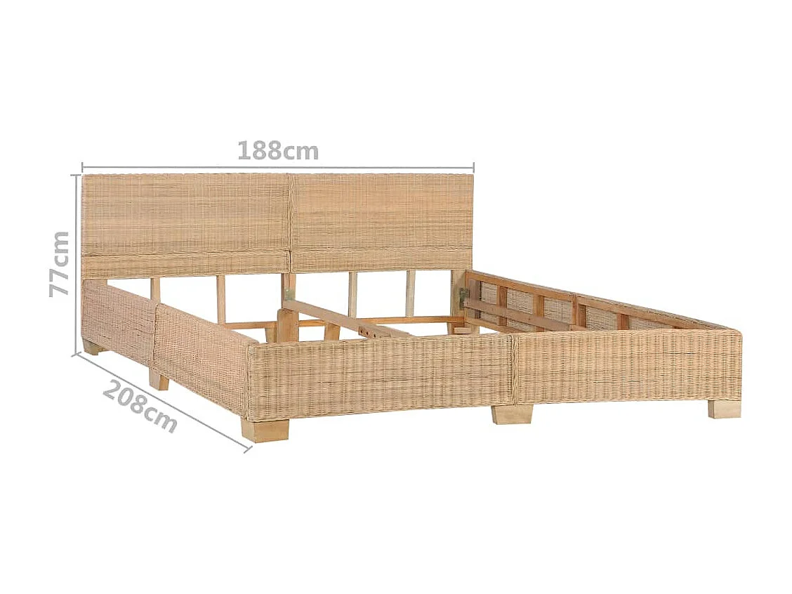Estrutura de cama artesanal em vime natural 180x200 cm