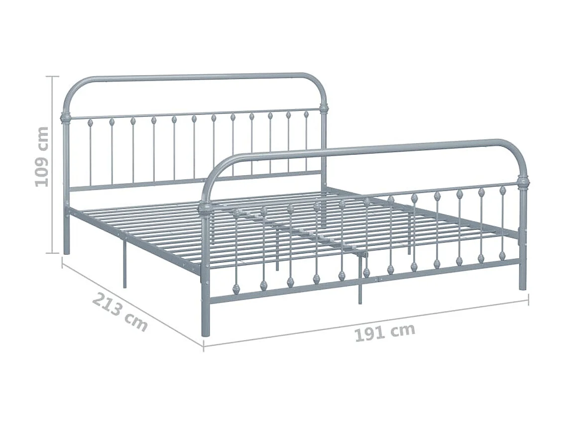 Cadre de lit Gris Métal 180 x 200 cm
