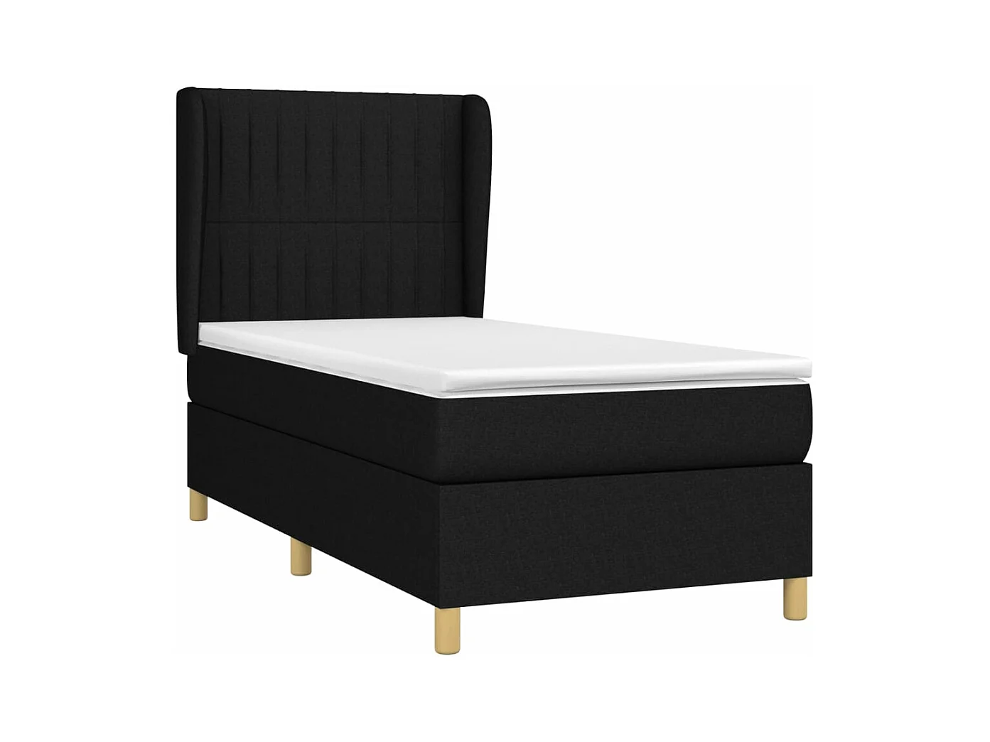 Cama box spring con colchón tela negro 80x200 cm