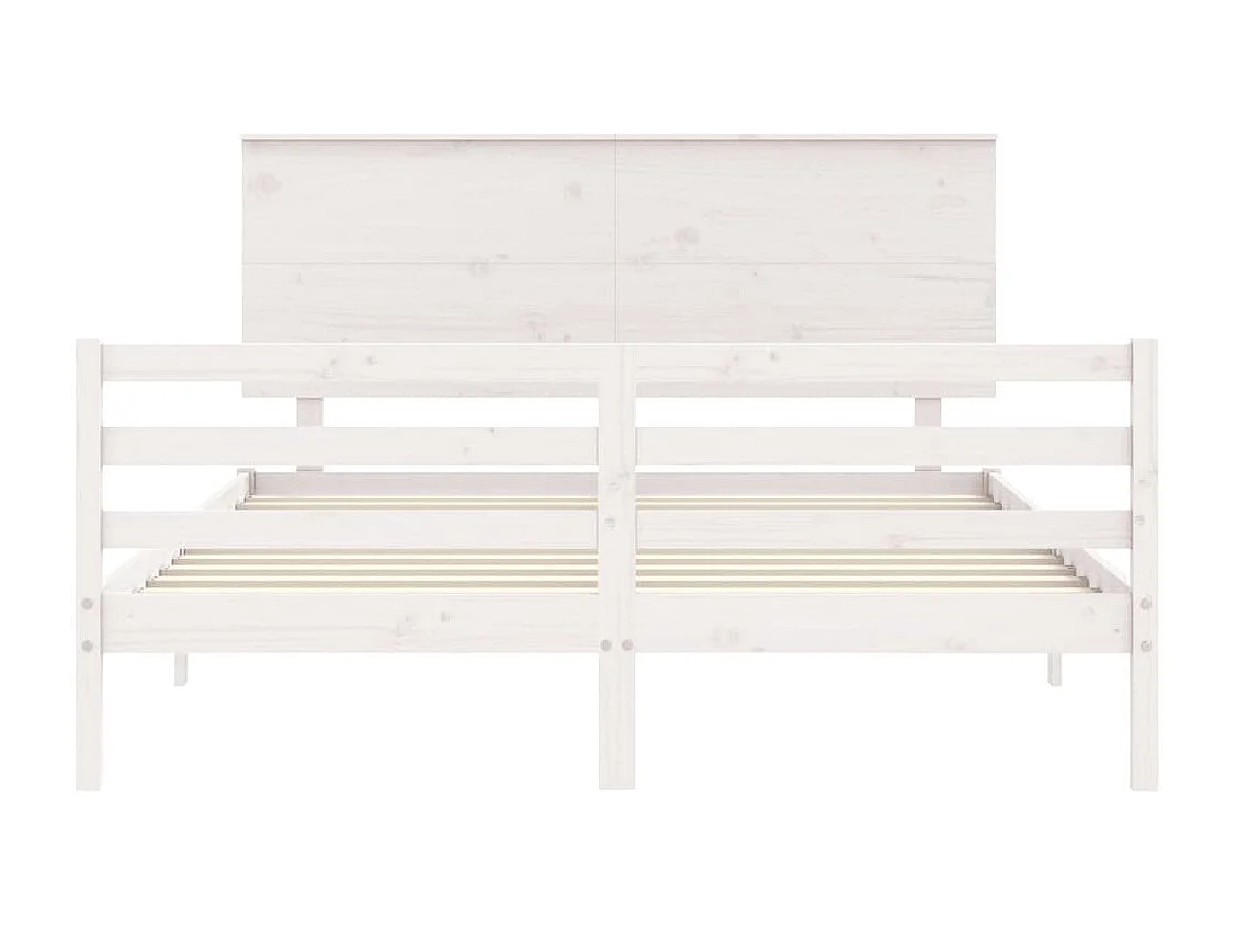 Cadre de lit avec tête de lit blanc King Size bois massif