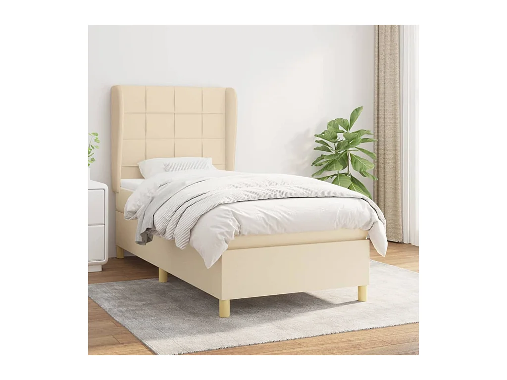 Boxspring met matras stof crèmekleurig 80x200 cm