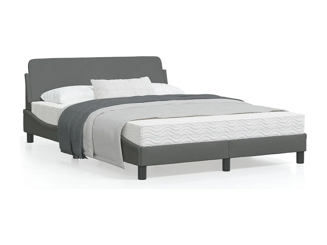 Cadre de lit avec tête de lit Gris foncé 140x190 cm Tissu
