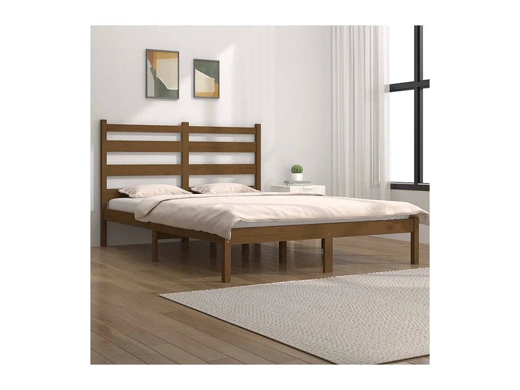 Bedframe massief grenenhout honingbruin 200x200 cm