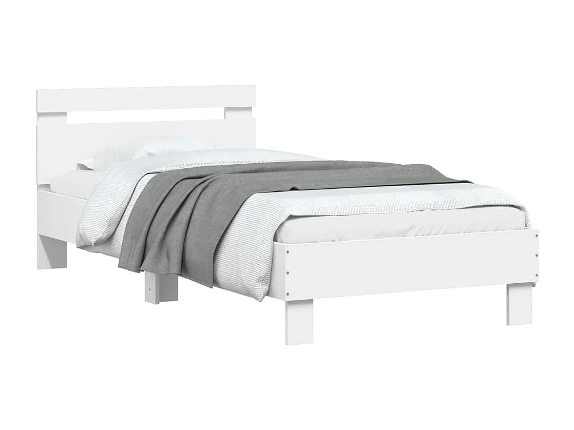 Estrutura de cama c/ cabeceira e luzes LED 90x190 cm branco