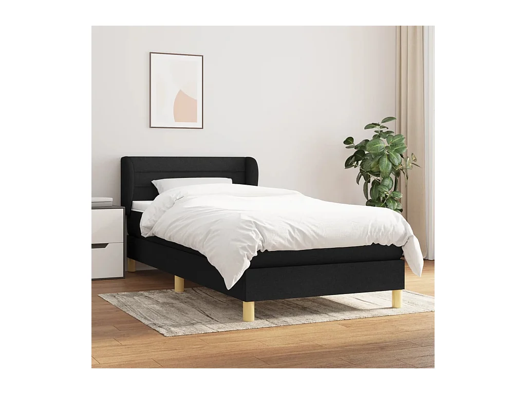 Boxspring met matras stof zwart 90x200 cm
