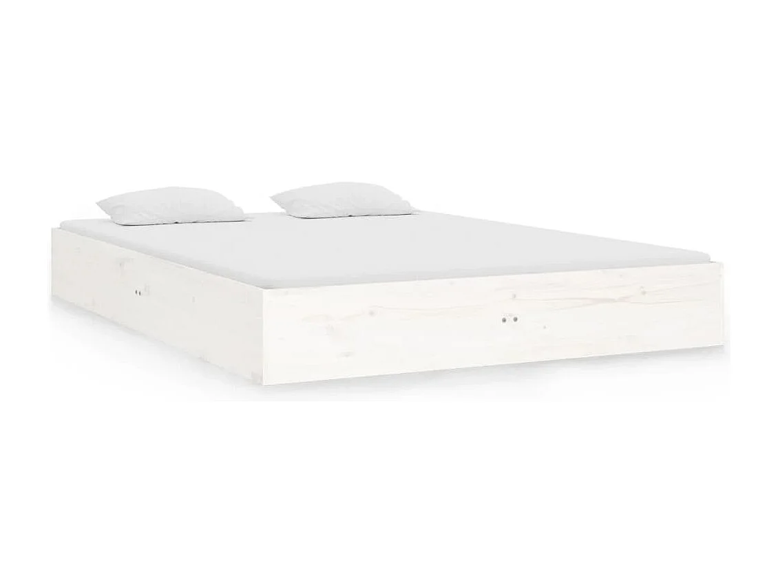 Estrutura de cama 140x190 cm madeira maciça branco