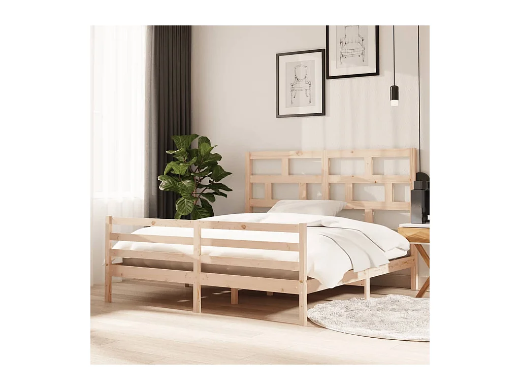 Estructura de cama madera maciza Super King 6FT 180x200 cm