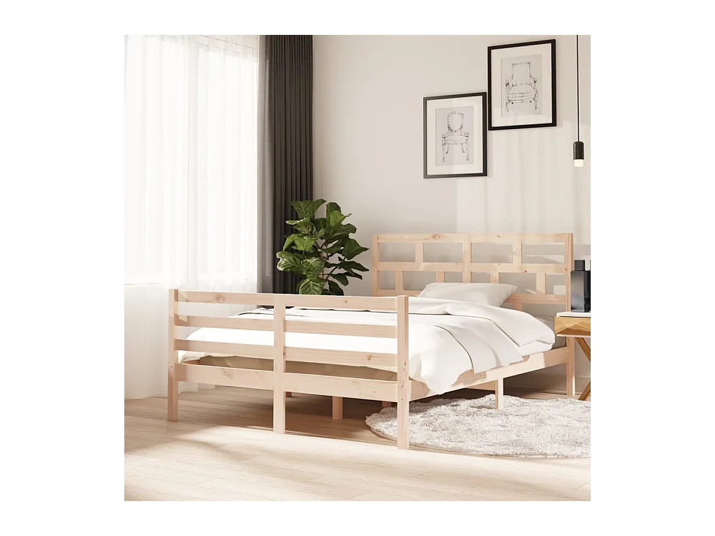Estrutura de cama 140x200 cm madeira de pinho maciça