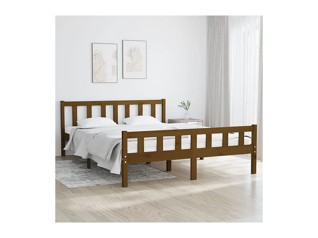 Bedframe massief hout honingbruin 120x200 cm