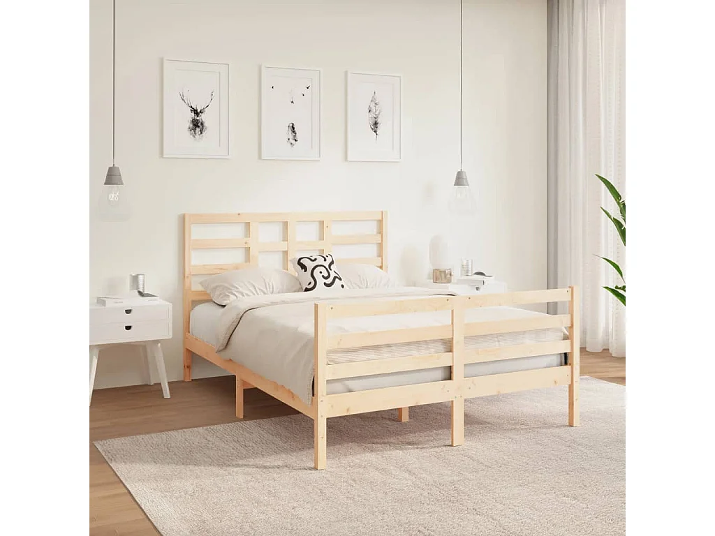 Cadre de lit Bois massif 120x190 cm Petit Double