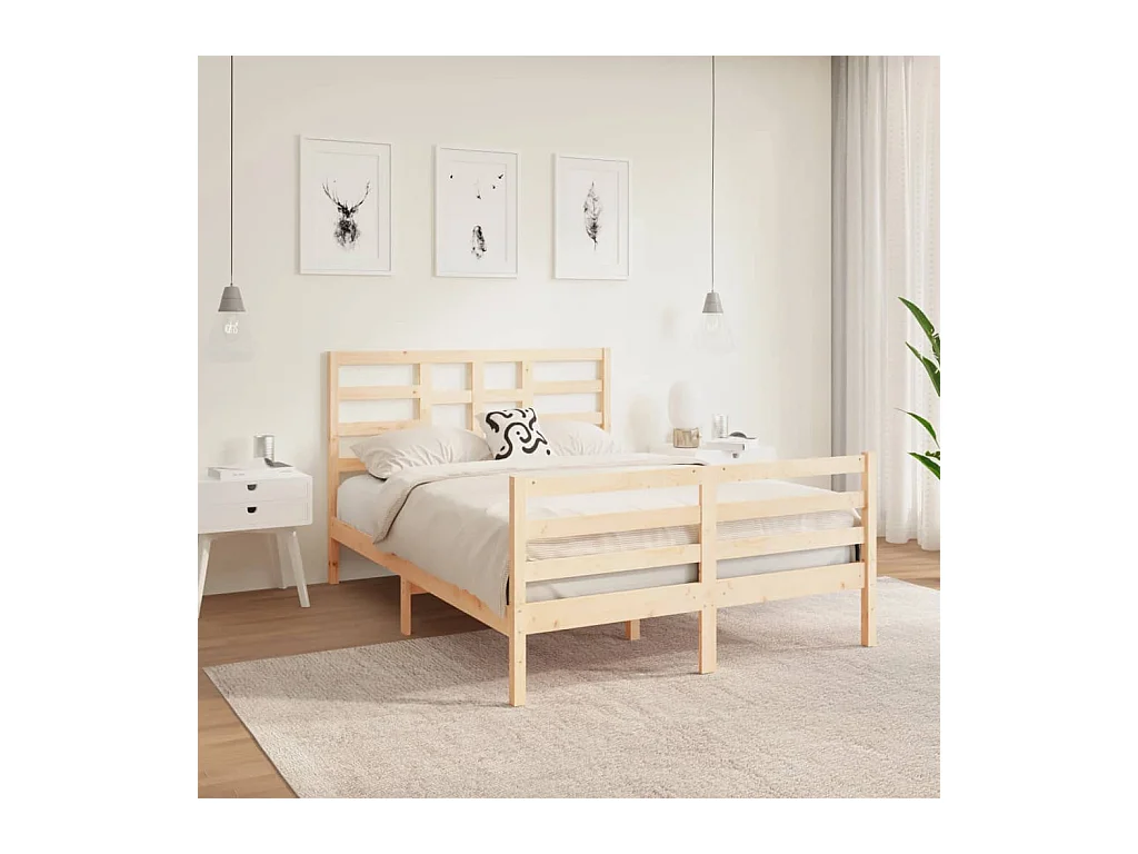 Cadre de lit Bois massif 120x190 cm Petit Double