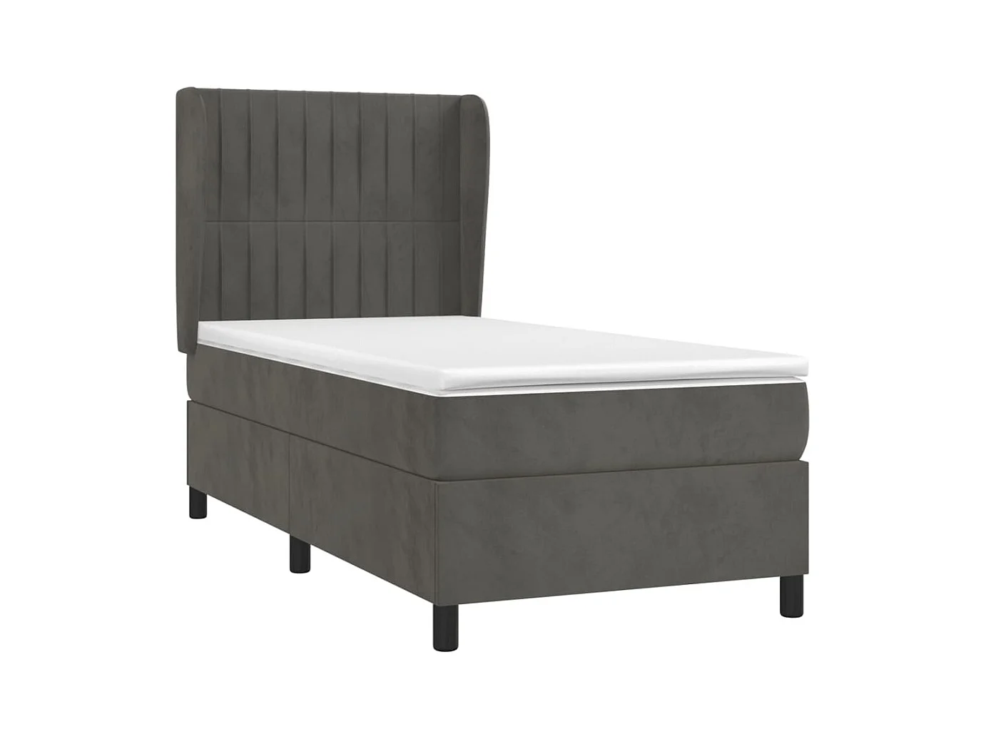 Lit à sommier tapissier et matelas Gris foncé 90x200 cm Velours