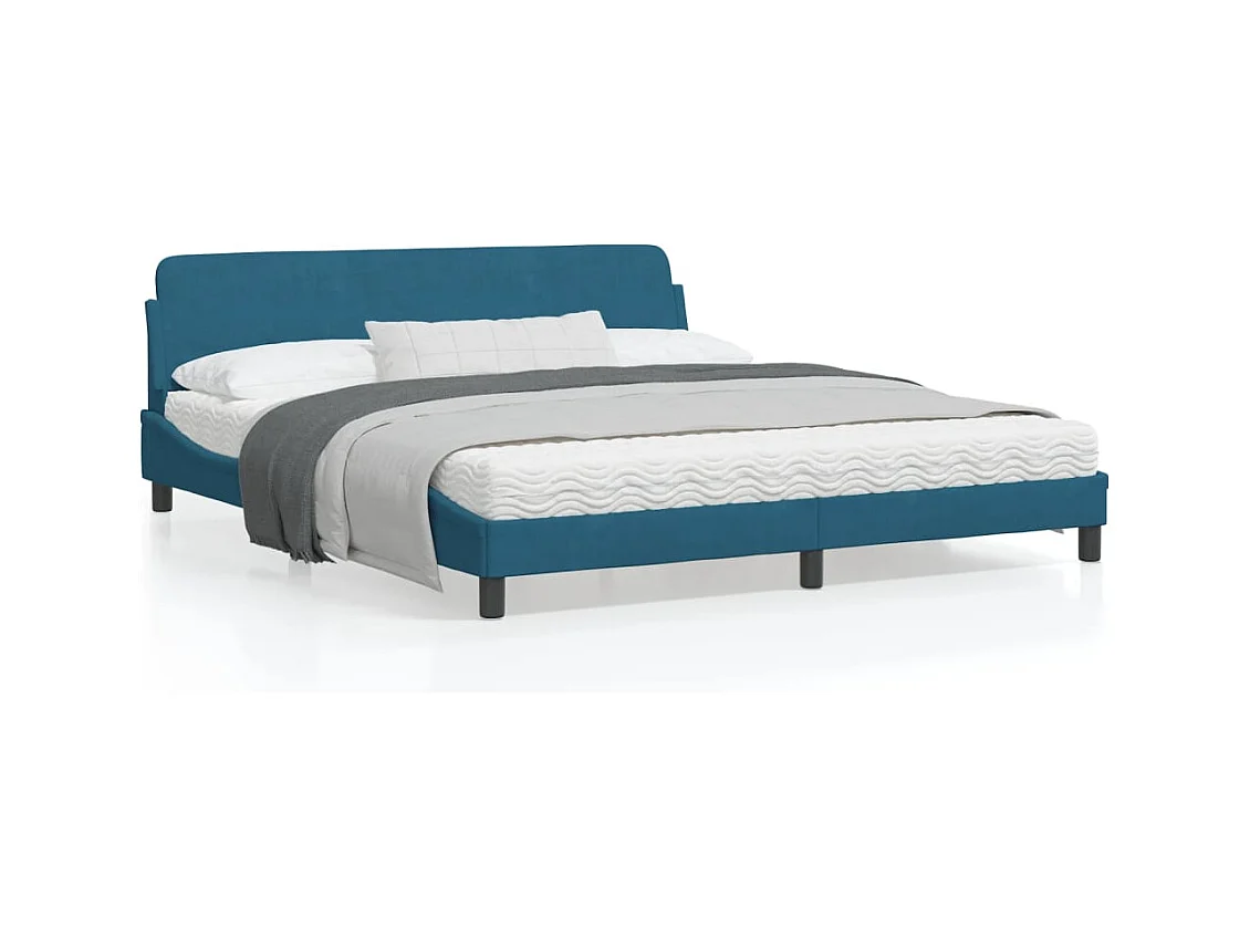 Estrutura de cama c/ cabeceira 180x200 cm veludo azul