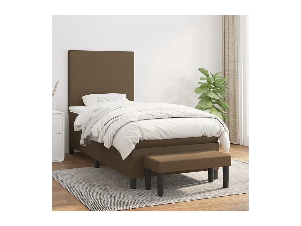 Boxspring met matras stof donkerbruin 90x190 cm