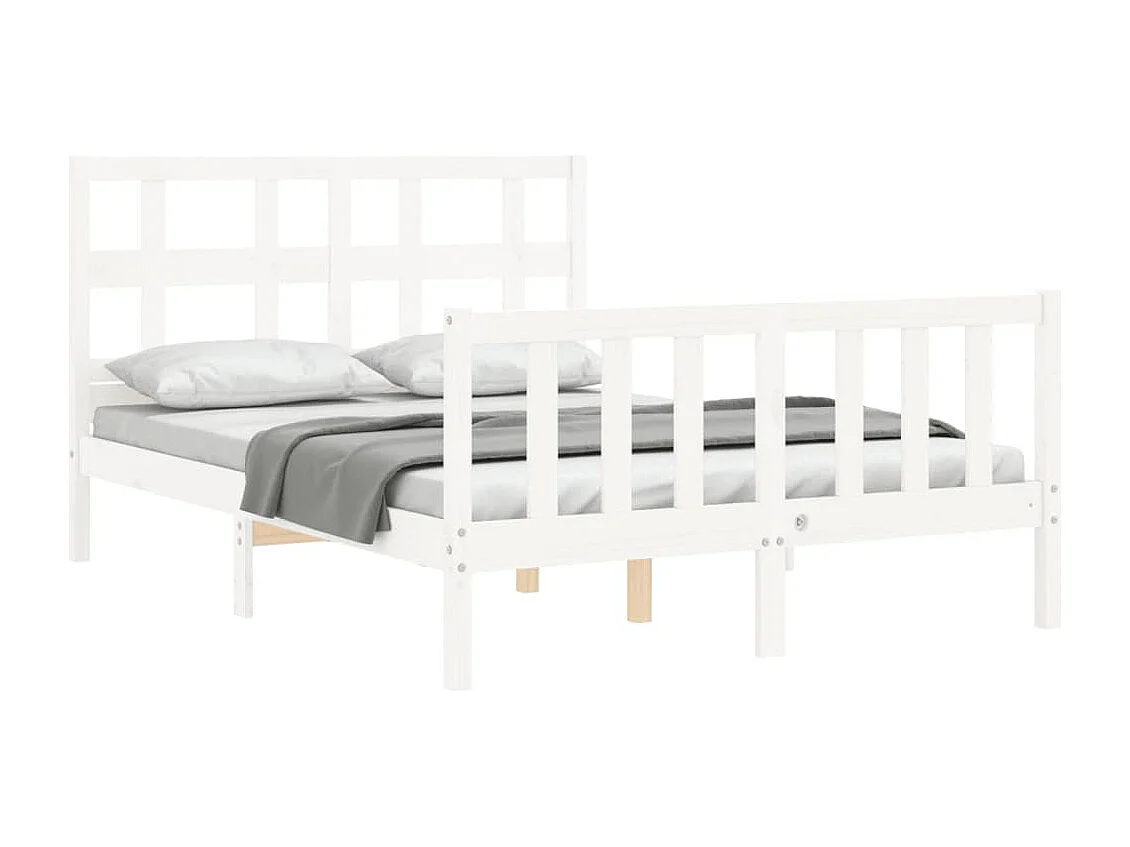 Estrutura de cama com cabeceira 140x200cm madeira maciça branco