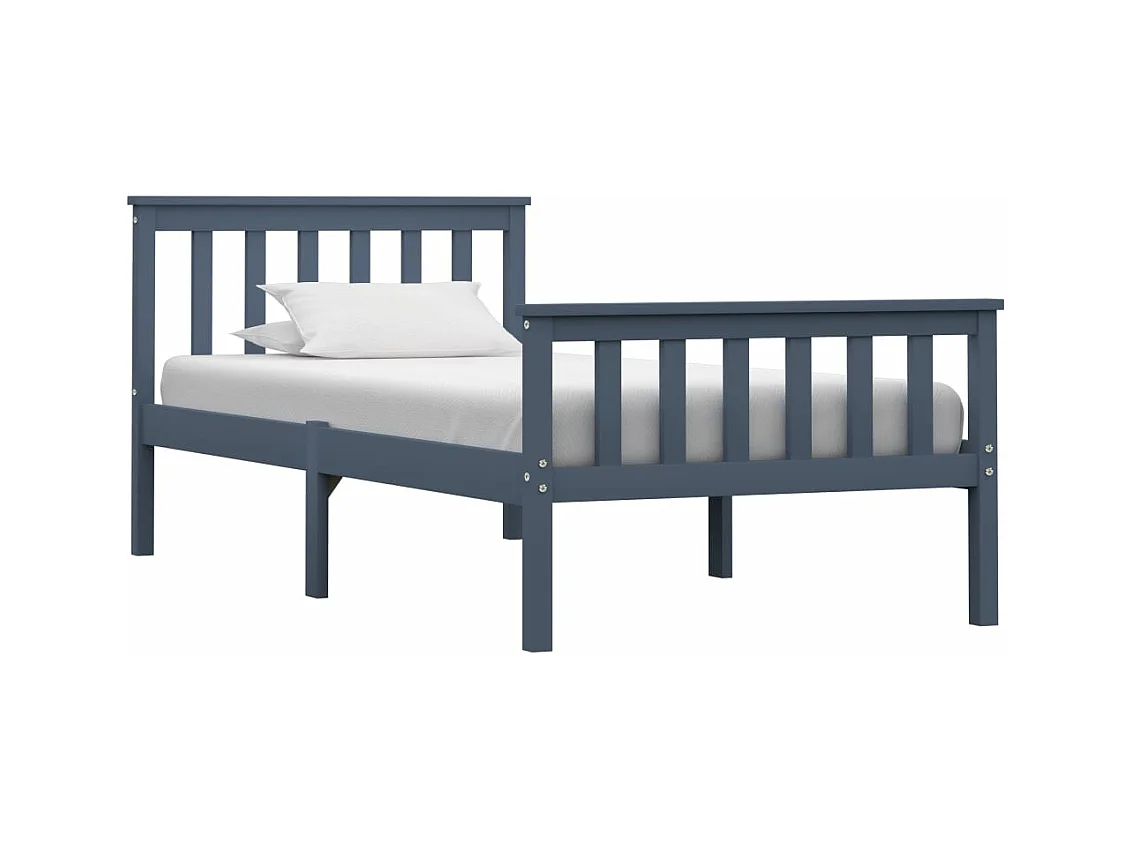 Estructura de cama de madera maciza de pino gris 100x200 cm
