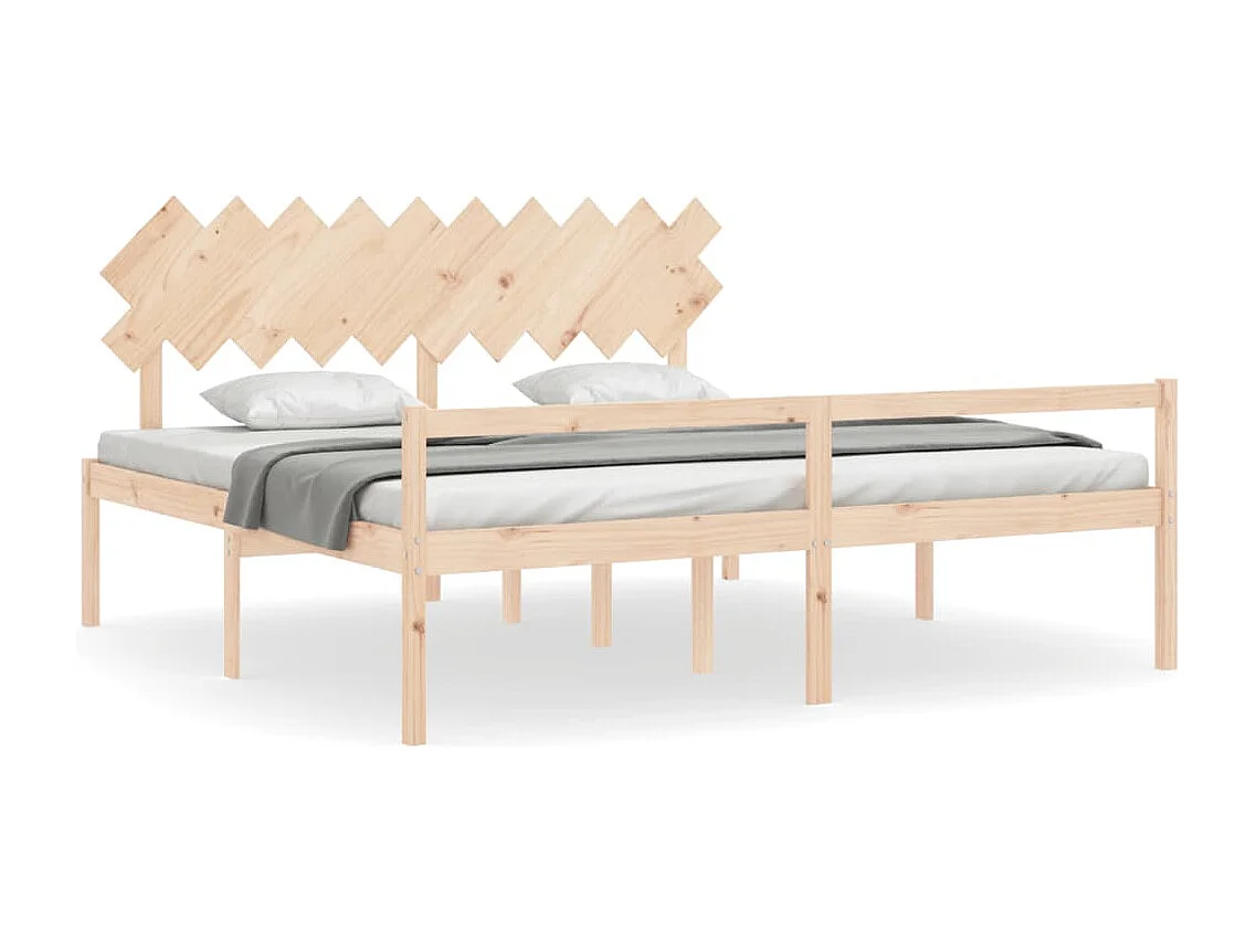 Estrutura de cama com cabeceira 200x200 cm madeira maciça