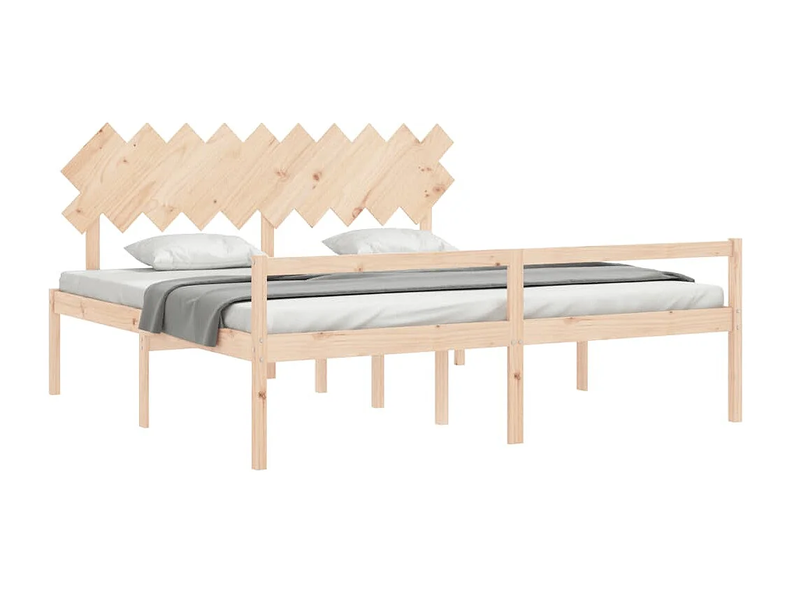 Estrutura de cama com cabeceira 200x200 cm madeira maciça