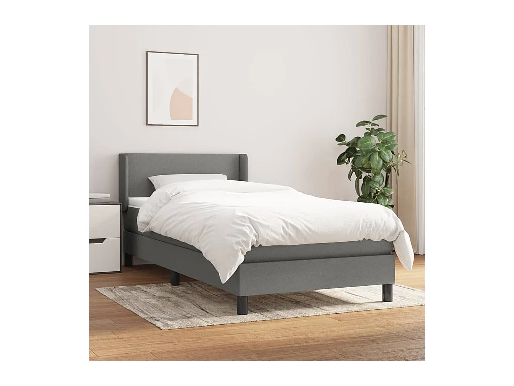 Boxspring met matras stof donkergrijs 90x190 cm