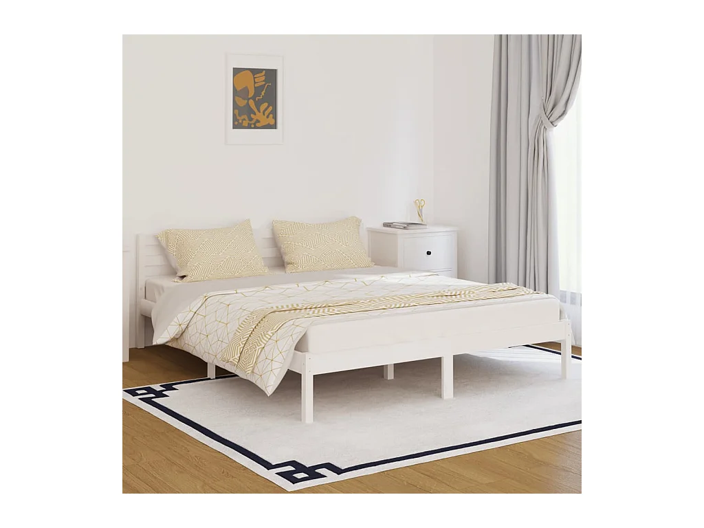 Cadre de lit Bois massif de pin 160x200 cm Blanc