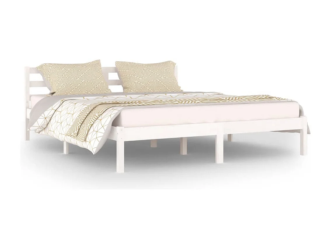 Estructura de cama madera maciza de pino blanco 160x200 cm