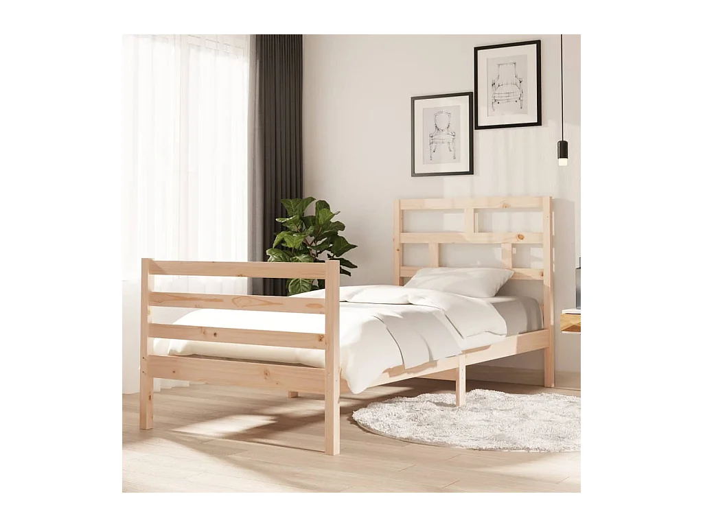 Estructura de cama madera maciza 90x200 cm