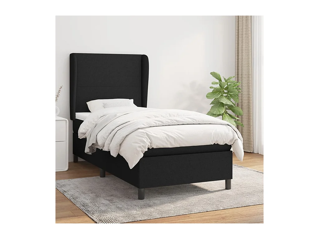 Boxspring met matras stof zwart 90x200 cm