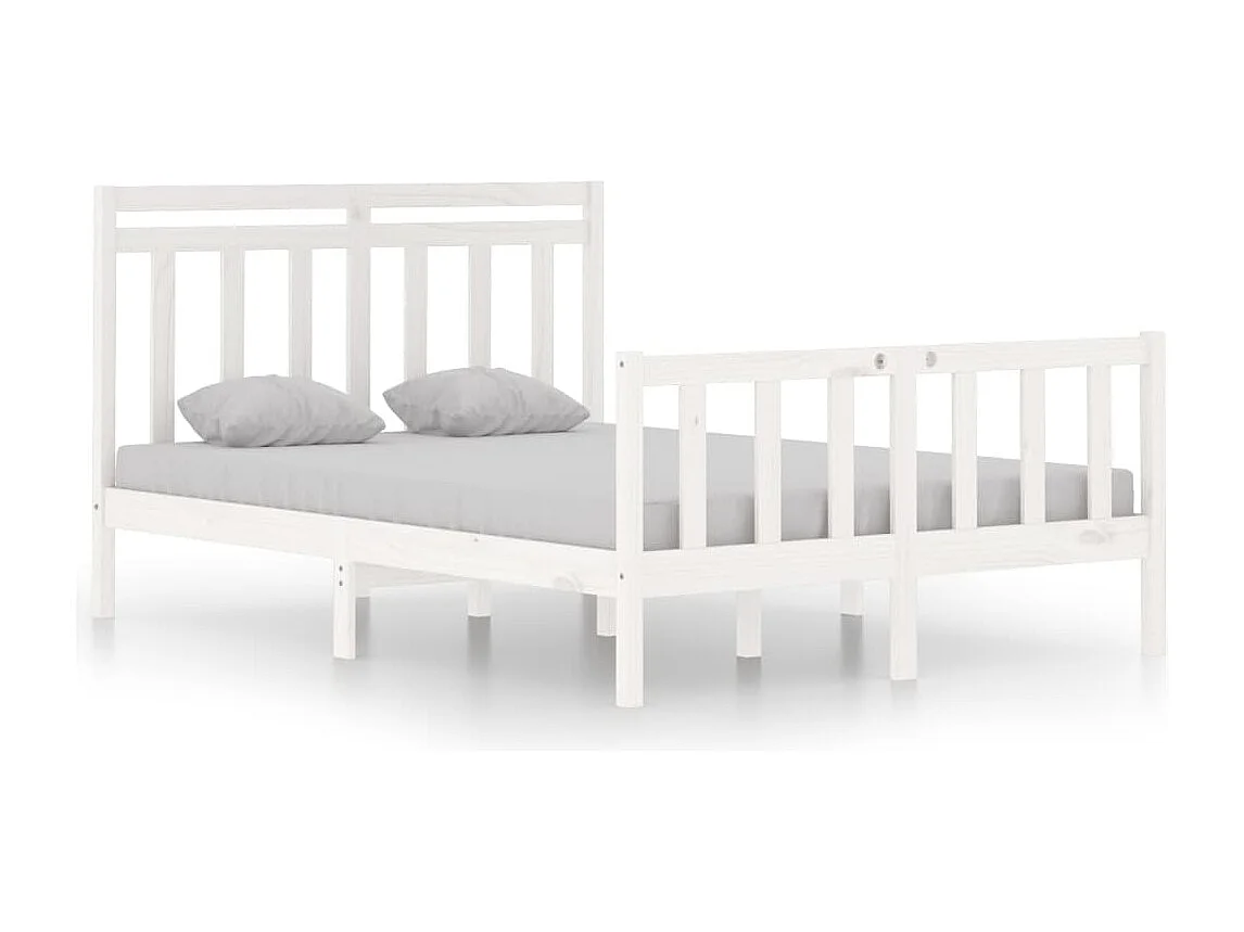 Estrutura de cama dupla 135x190 cm madeira maciça branco