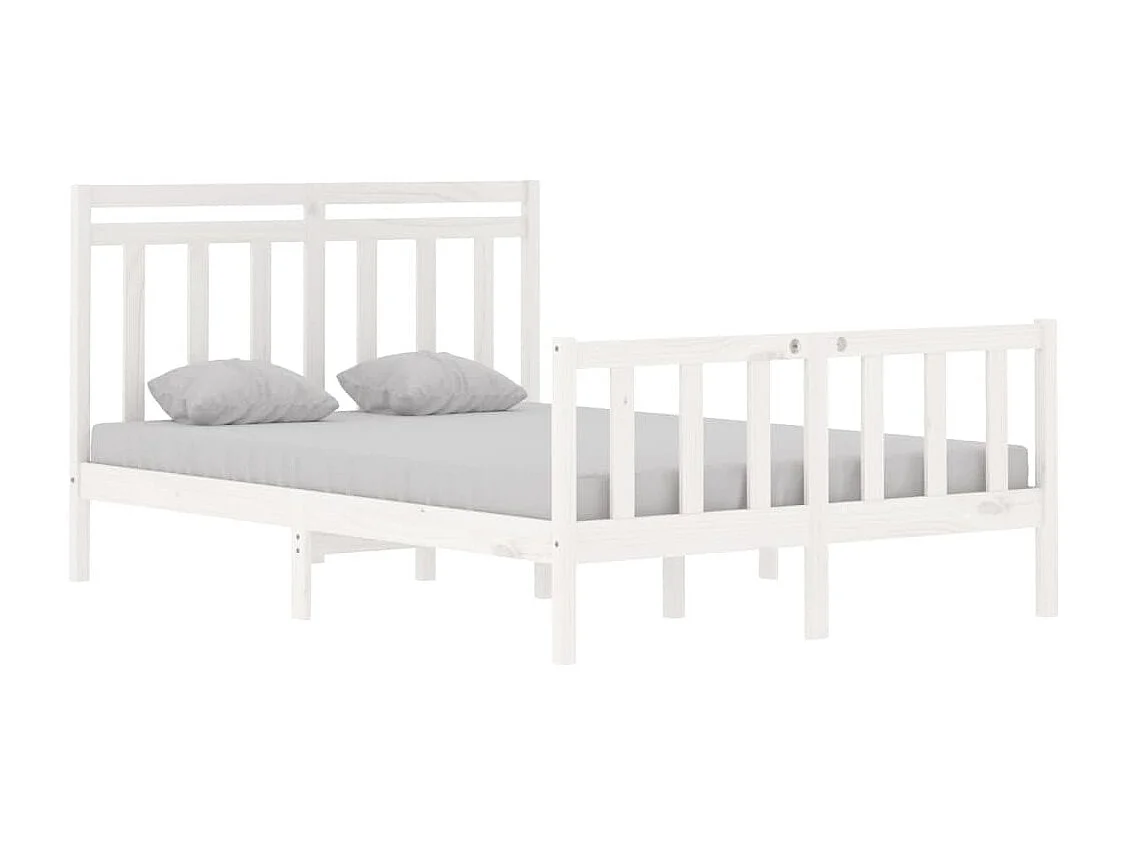 Estrutura de cama dupla 135x190 cm madeira maciça branco