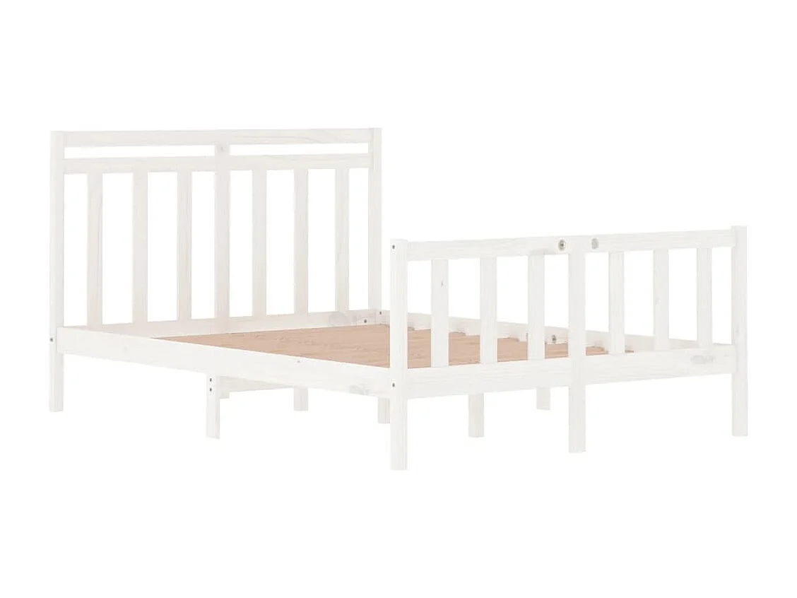 Estrutura de cama dupla 135x190 cm madeira maciça branco