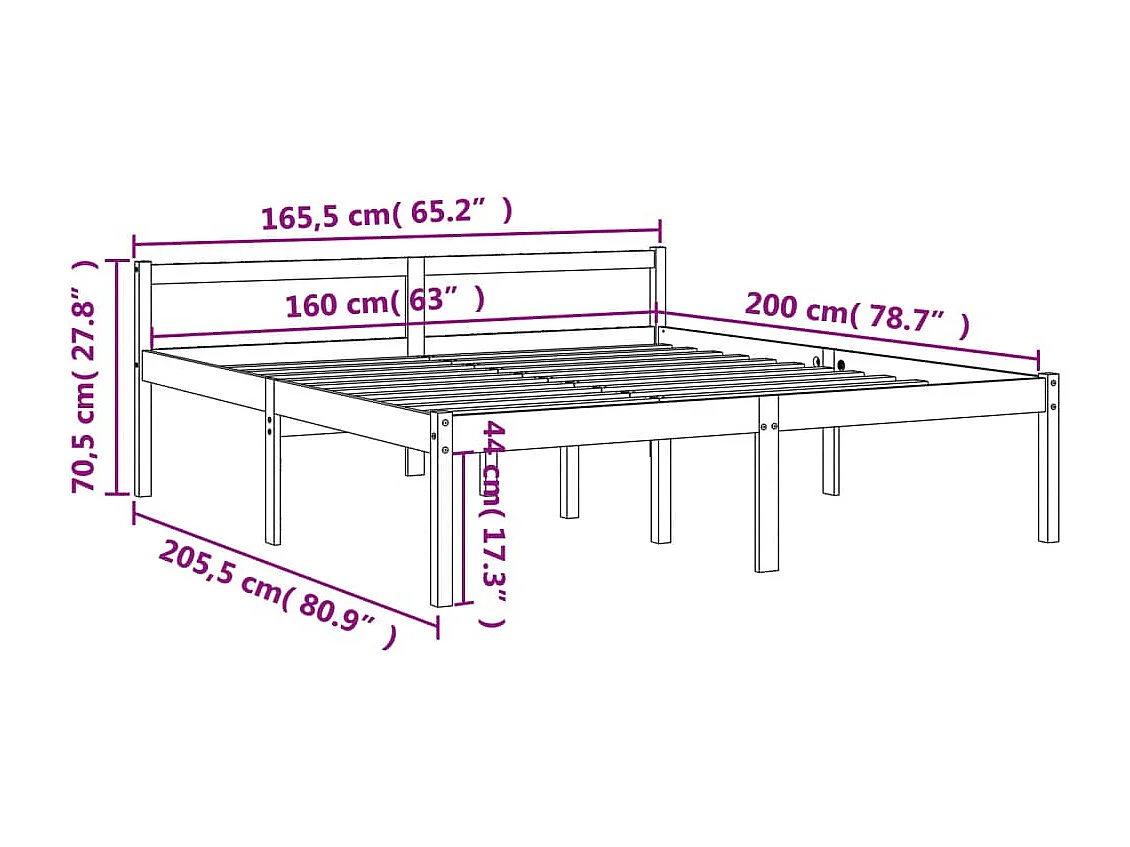 Lit pour personne âgée cire marron 160x200cm bois de pin massif