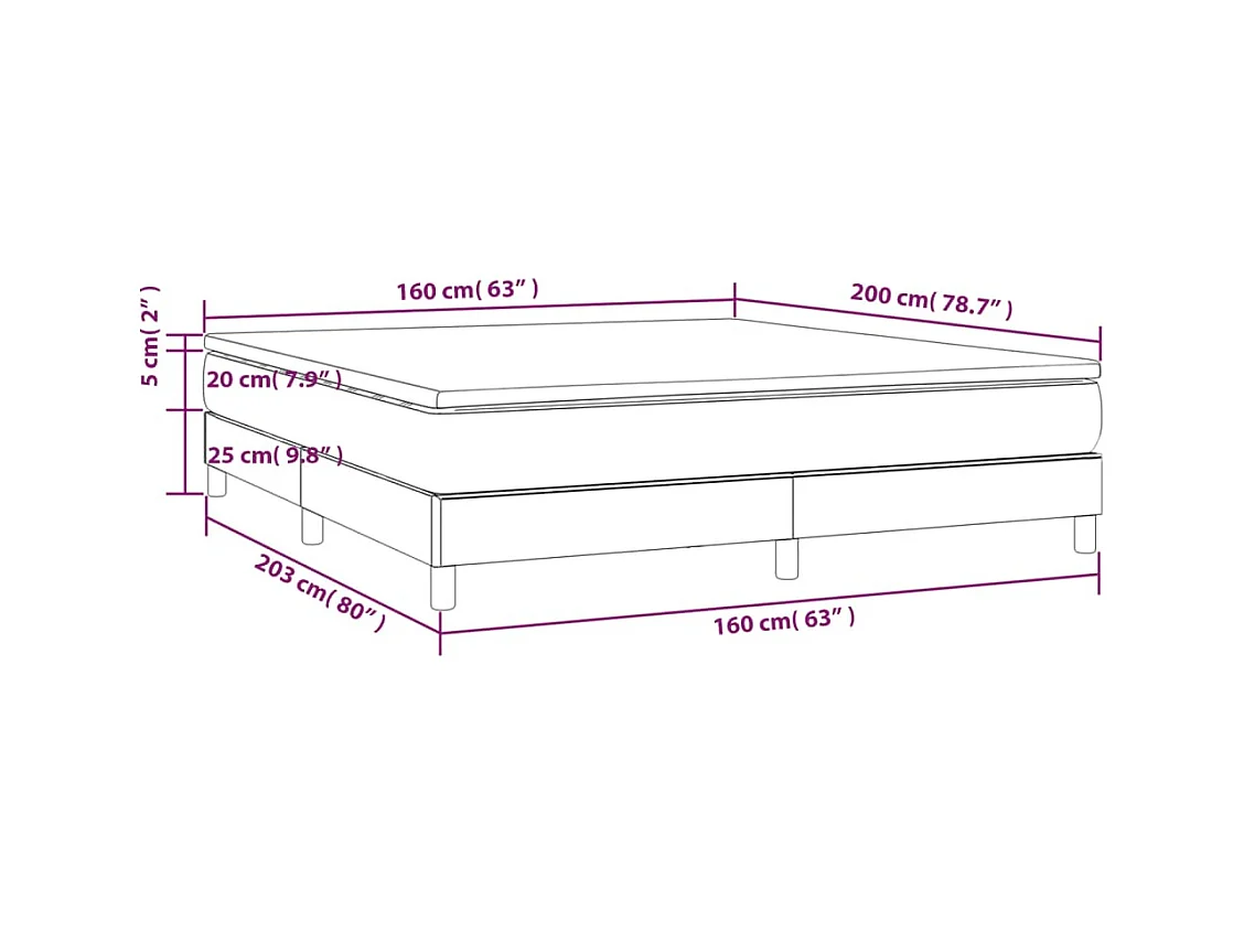 Lit à sommier tapissier avec matelas Gris foncé 160x200cm Tissu