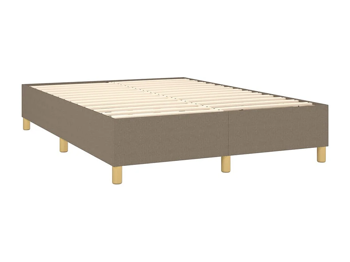 Cama box spring con colchón tela gris taupe 140x200 cm
