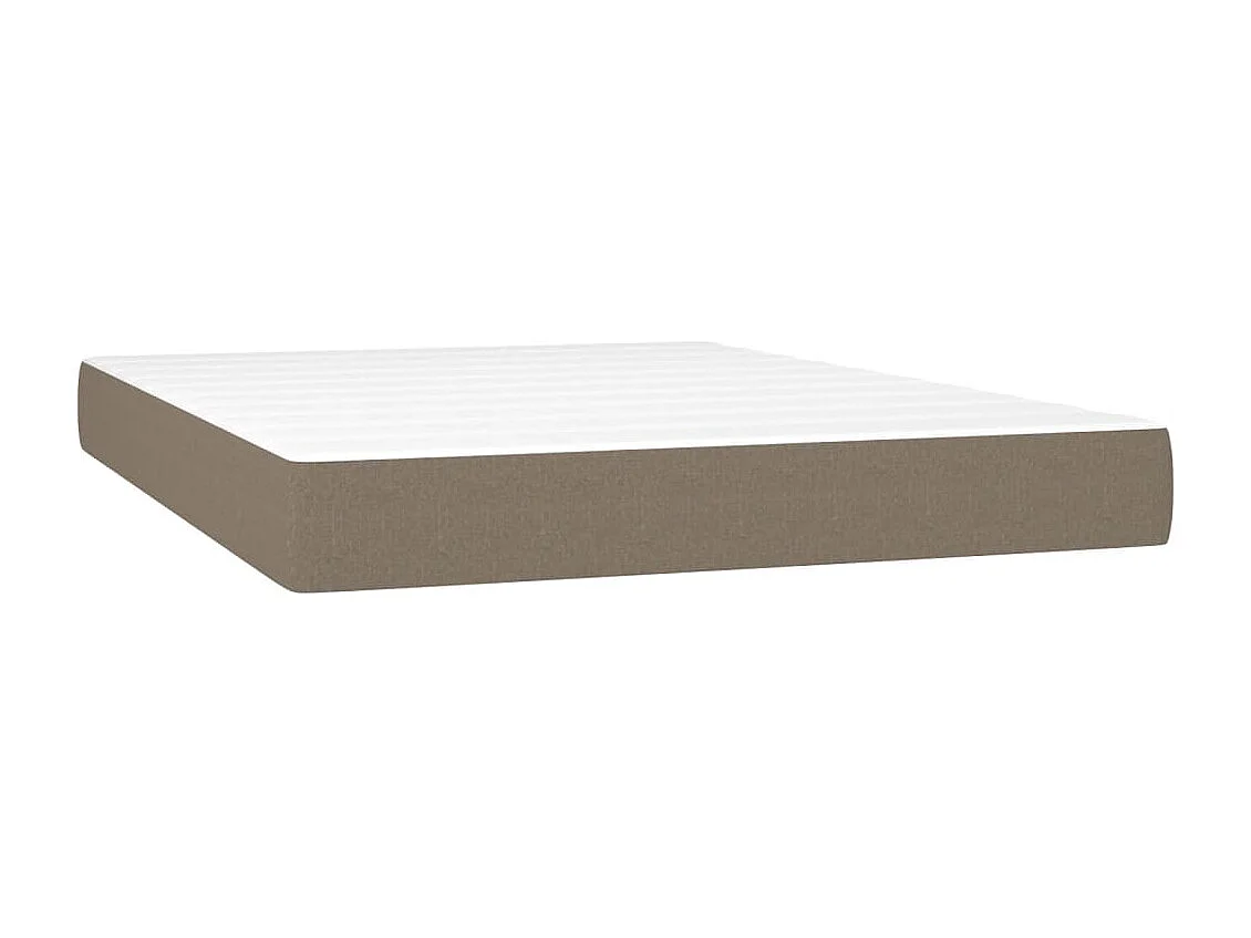 Cama box spring con colchón tela gris taupe 140x200 cm