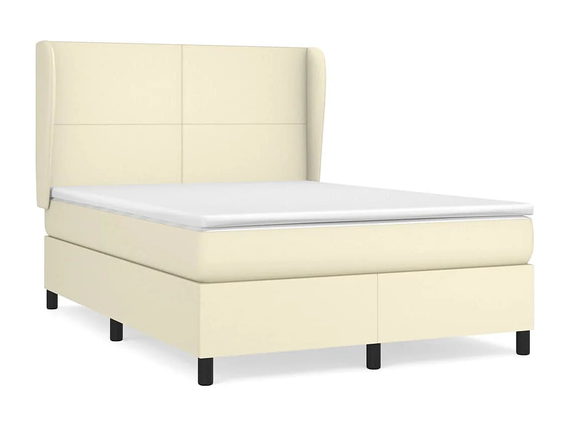 Lit à sommier tapissier avec matelas Crème 140x190cm Similicuir
