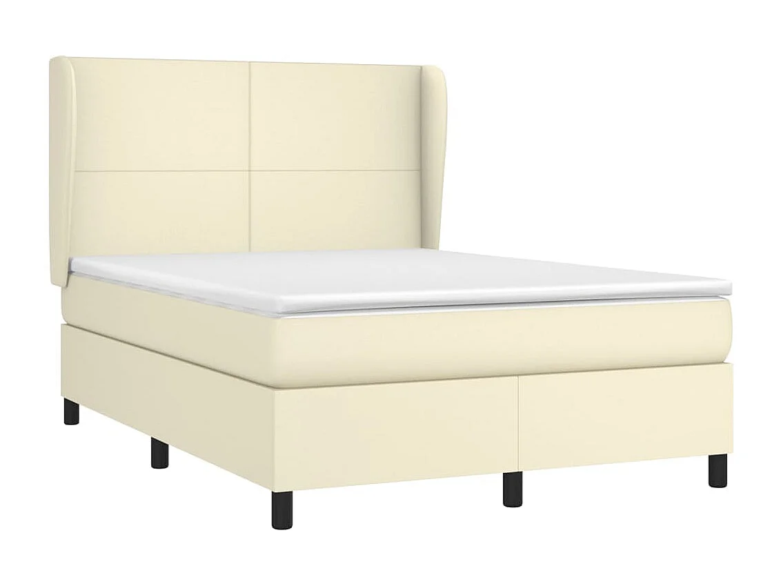 Lit à sommier tapissier avec matelas Crème 140x190cm Similicuir