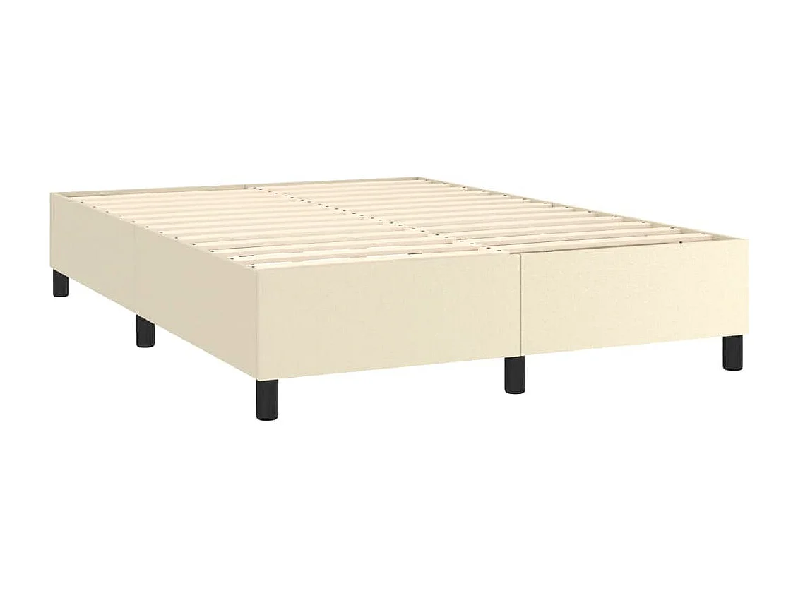 Lit à sommier tapissier avec matelas Crème 140x190cm Similicuir