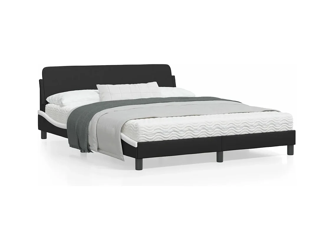 Bedframe "Dover" kunstleer zwart en wit 160x200 cm