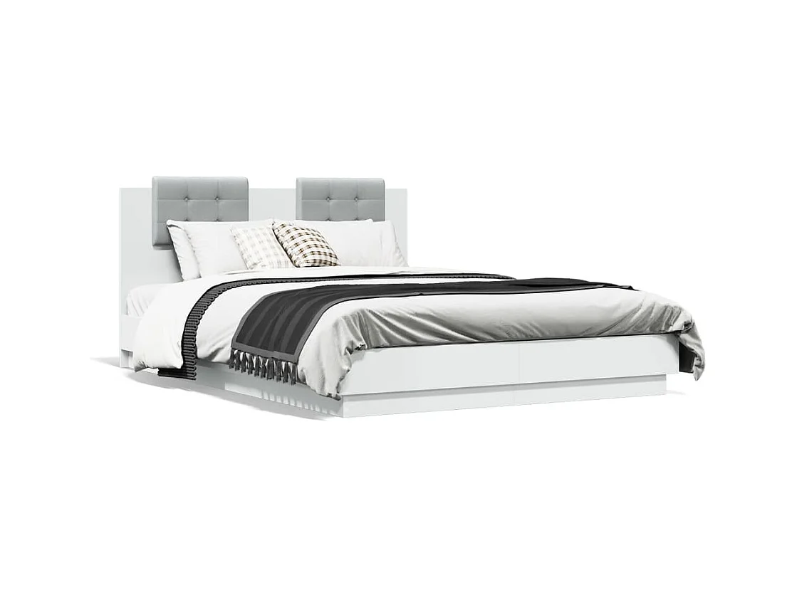 Estrutura cama c/ cabeceira 140x200 cm derivados madeira branco