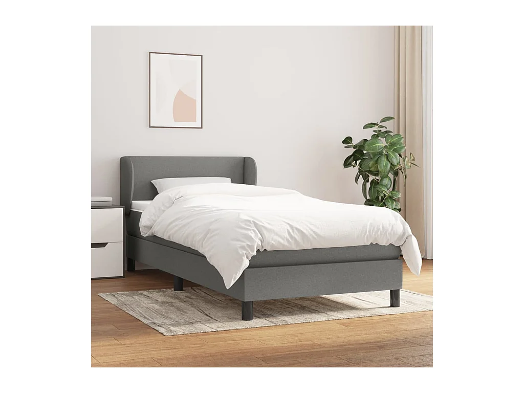 Cama com molas/colchão 100x200 cm tecido cinza-escuro