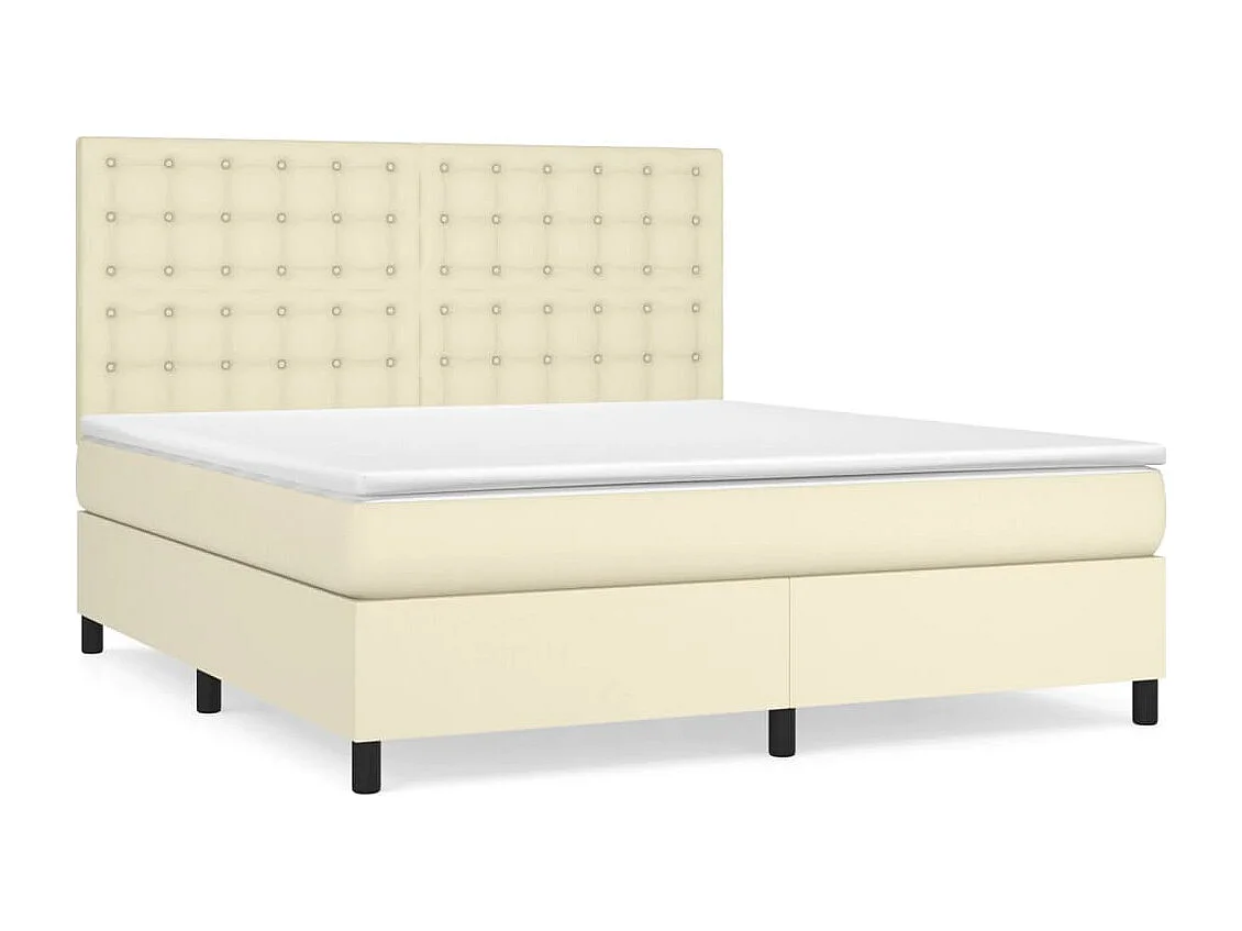 Lit à sommier tapissier avec matelas Crème 180x200cm Similicuir