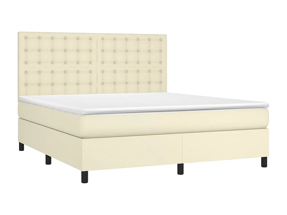 Lit à sommier tapissier avec matelas Crème 180x200cm Similicuir