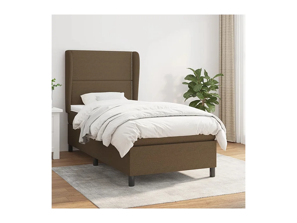 Boxspring met matras stof donkerbruin 90x190 cm
