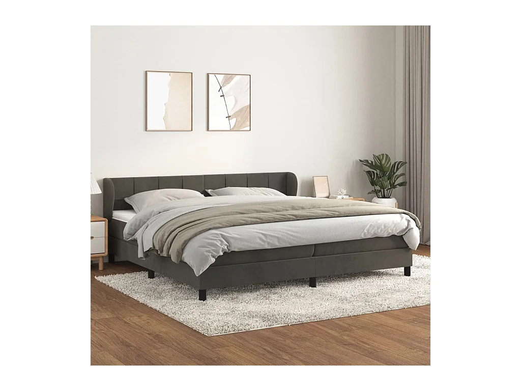 Boxspring met matras fluweel donkergrijs 200x200 cm