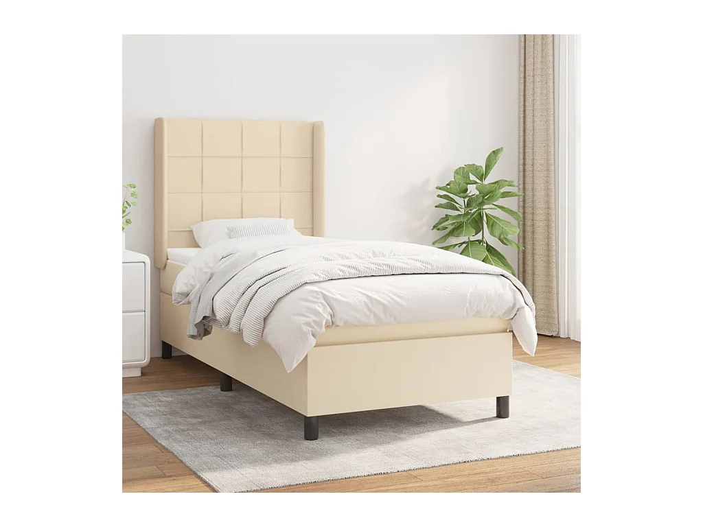 Boxspring met matras stof crèmekleurig 90x190 cm