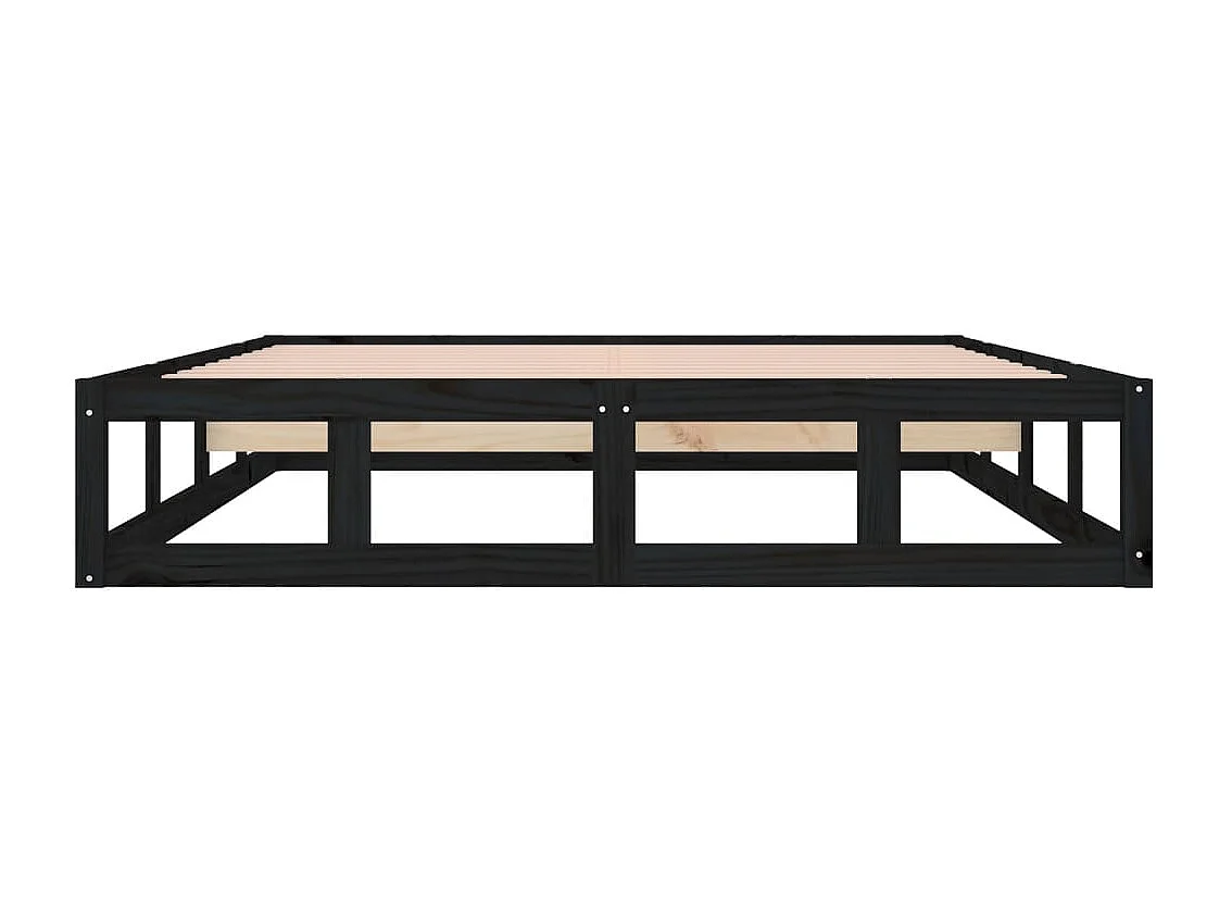Estrutura de cama 200x200 cm madeira maciça preto